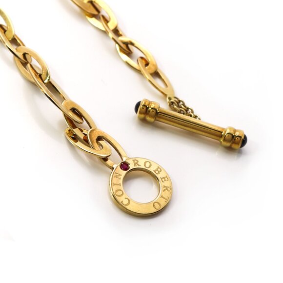 Roberto Coin 18K Yellow Gold Oval Toggle Link Necklace 750 Italy  18" - Picture 5 of 9